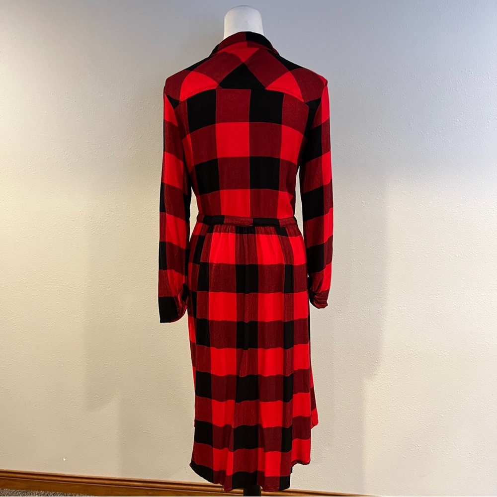 Maurice’s Red and Black Plaid button down midi Shirt Dress - Picture 6 of 12